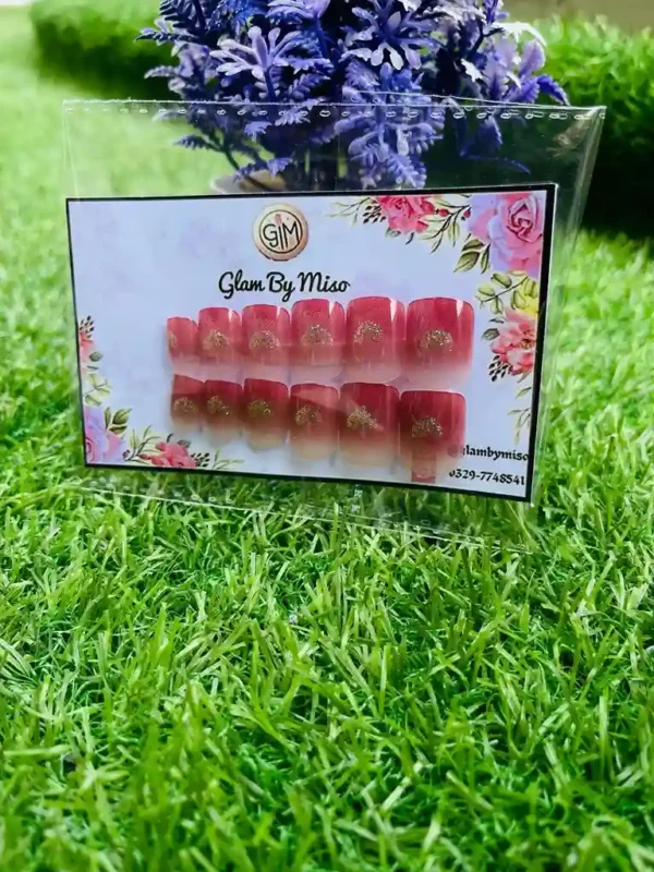 Romantic Red & Gold Press-On Nails