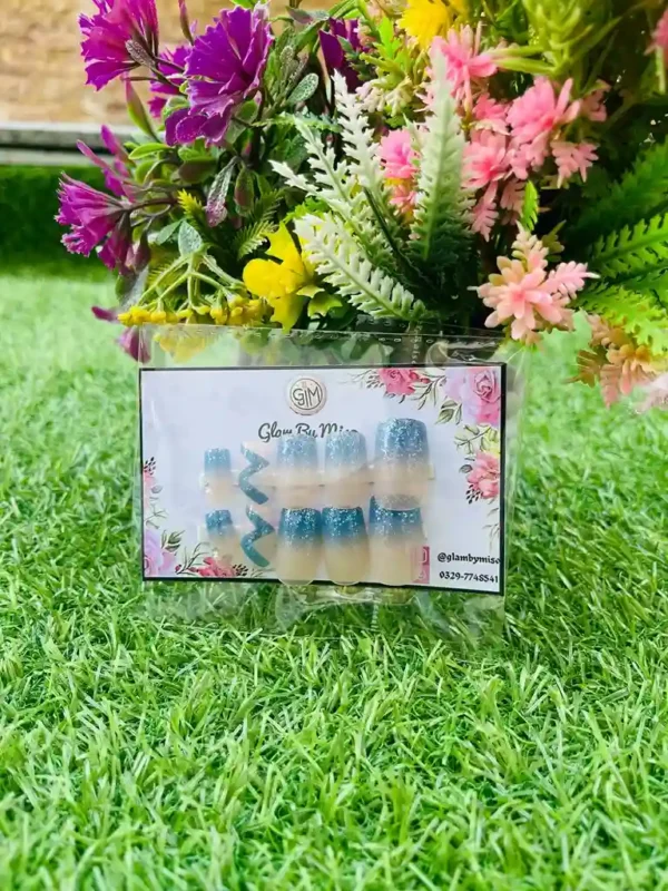 Blue Glitter Ombre Press-On Nails
