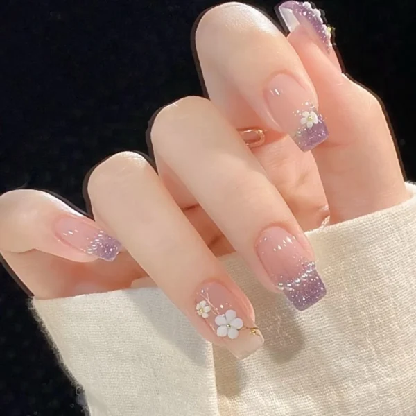 Dreamy Lilac & Floral Press-On Nails – Elegant & Feminine Touch! ���� - Image 3