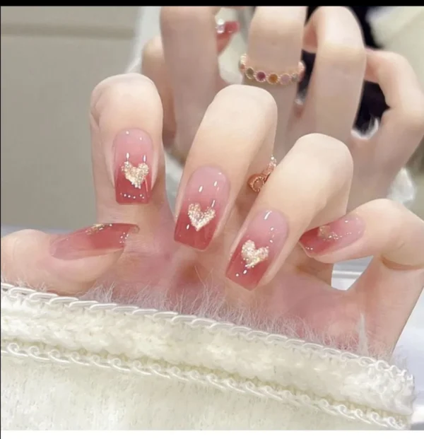 Romantic Red & Gold Press-On Nails – A Bold & Elegant Look! ❤️✨ - Image 4