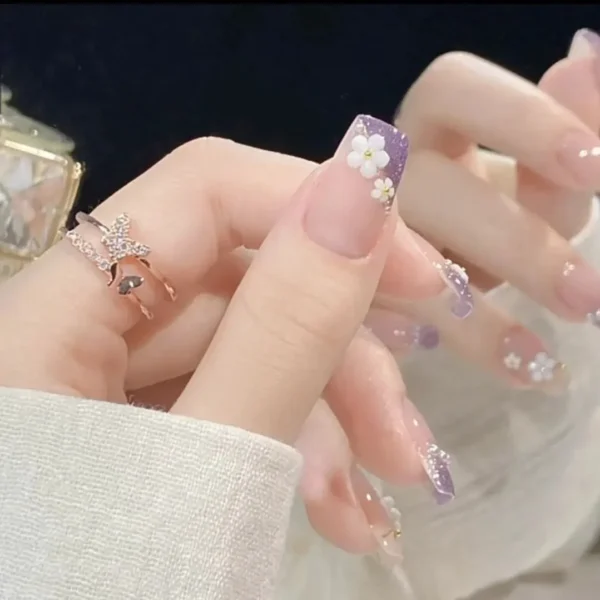 Dreamy Lilac & Floral Press-On Nails – Elegant & Feminine Touch! ���� - Image 2